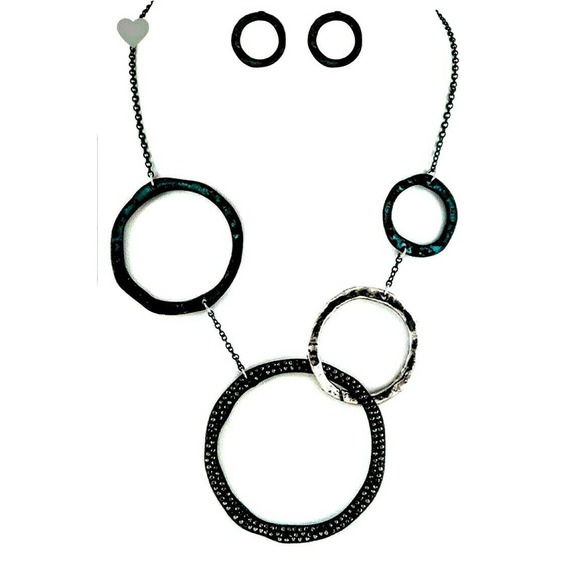 Necklace and Earring Set Oxidized Black Silver - Picture 1 of 2